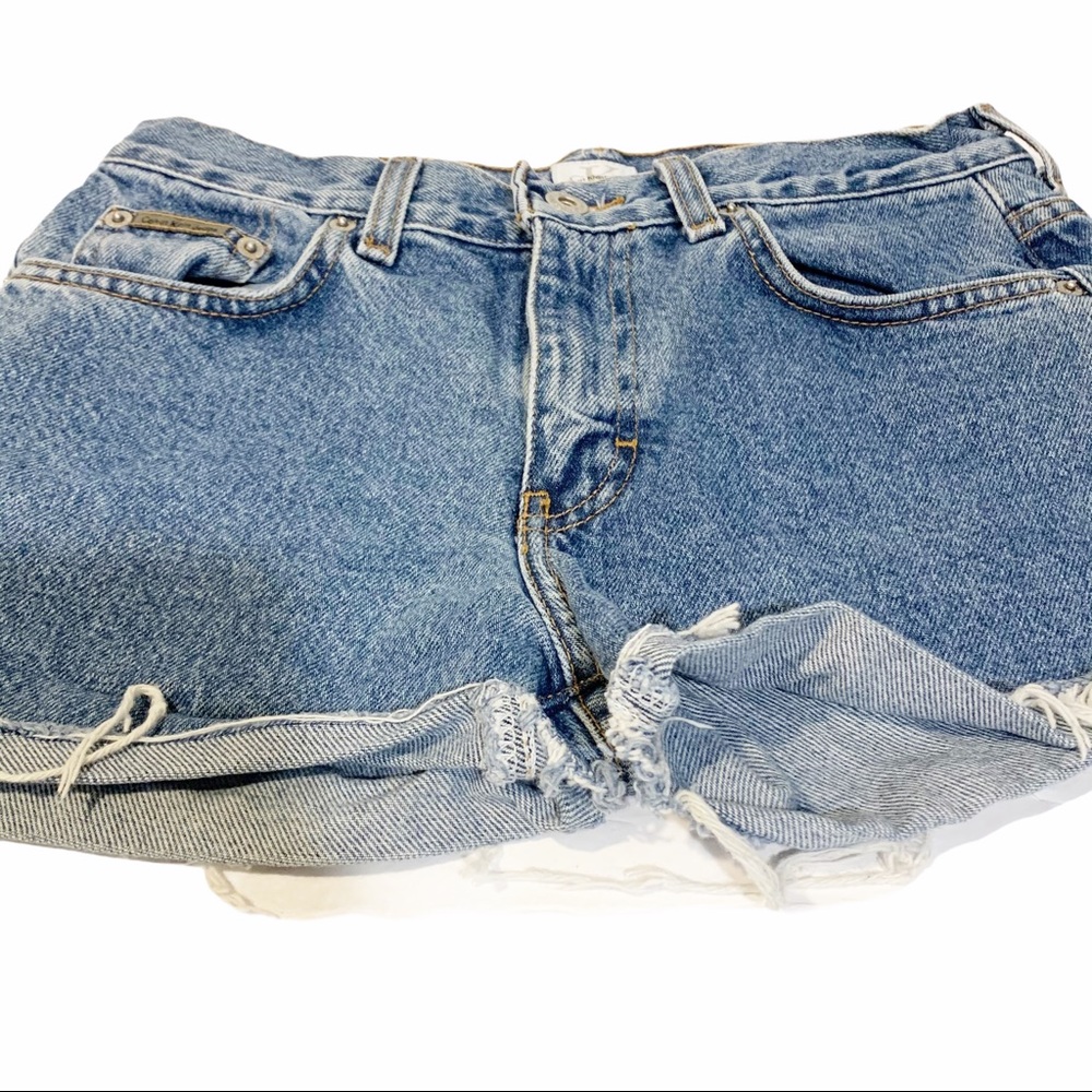 Calvin Klein Stone Wash High Rise Cut Off Shorts